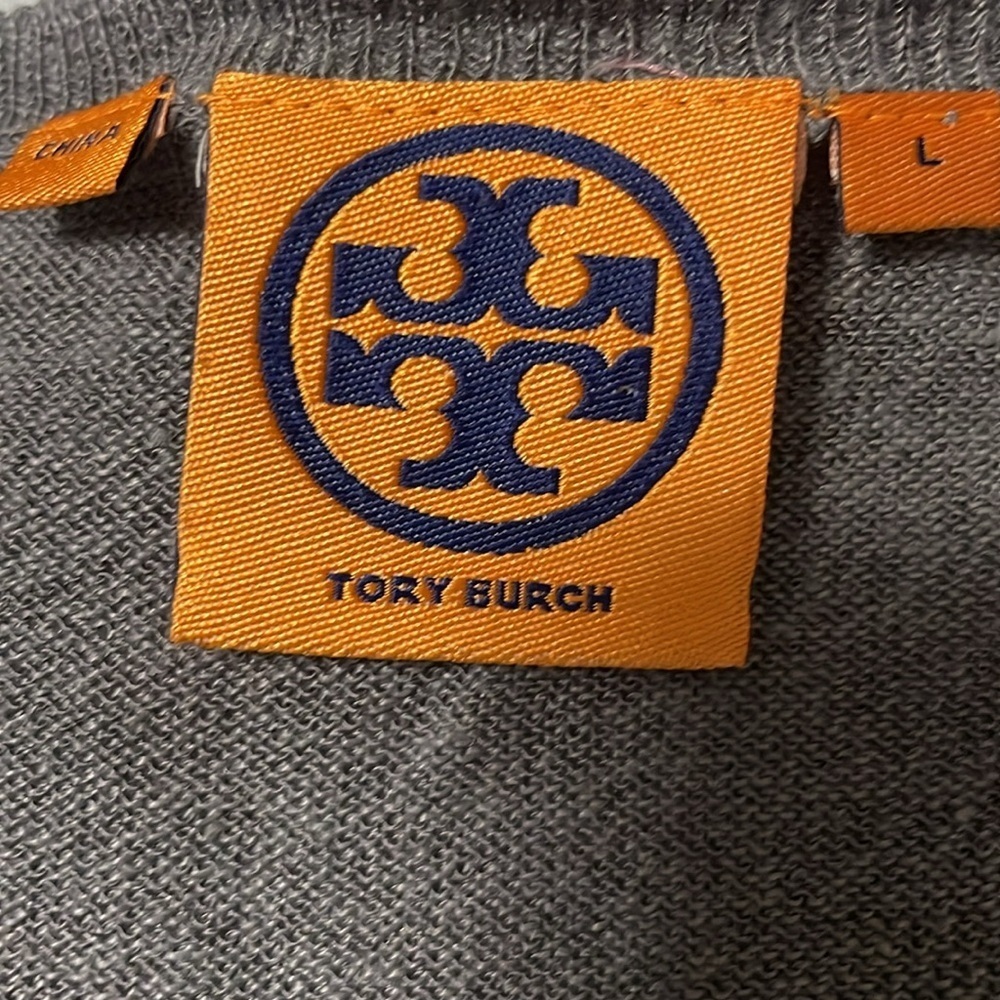 Tory Burch gray and silver linen blend tank. Large - Picture 3 of 5